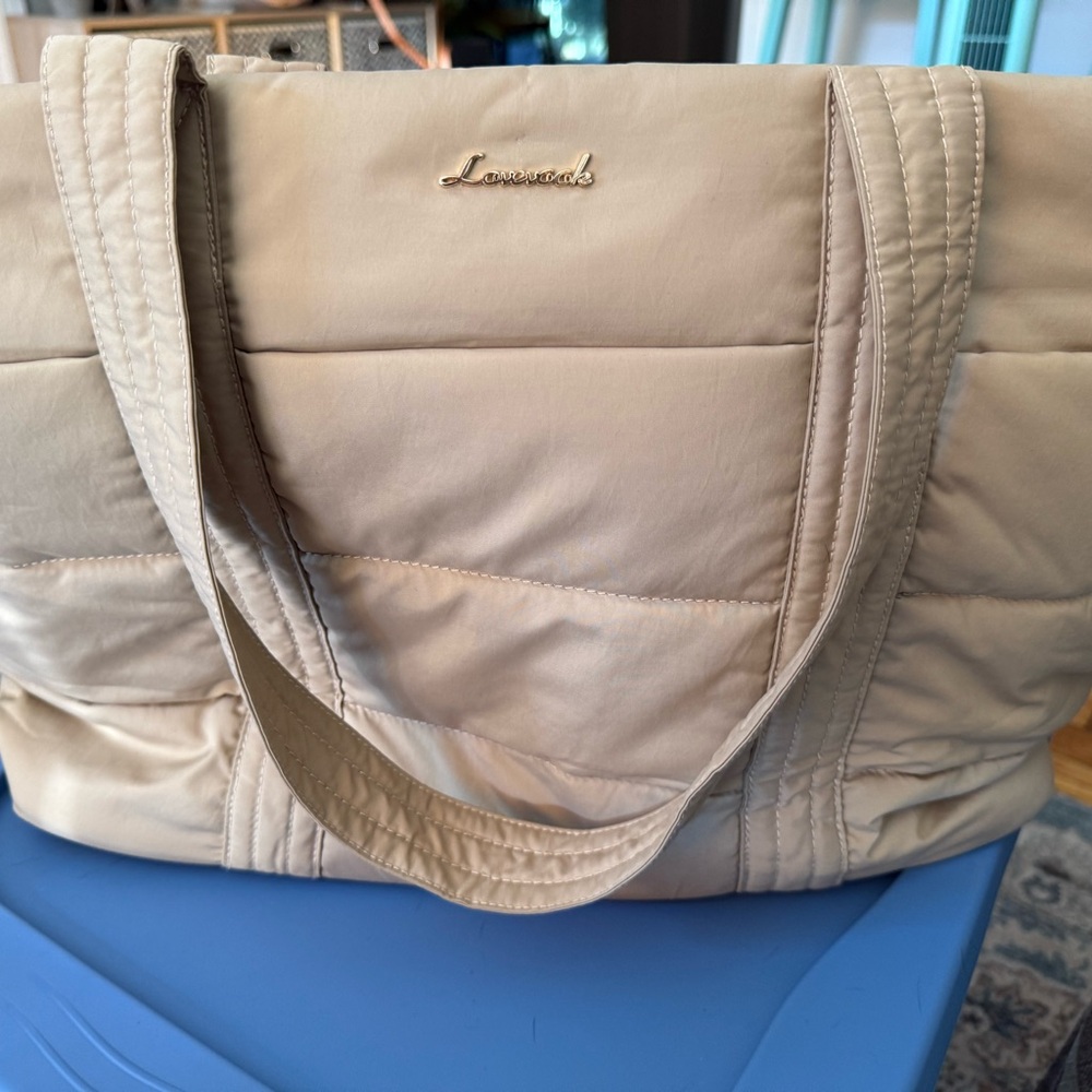 Tan Quilted Tote Bag